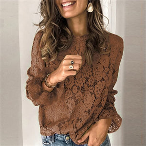 Blusa Casual De Renda Corindo Marrom / P 52