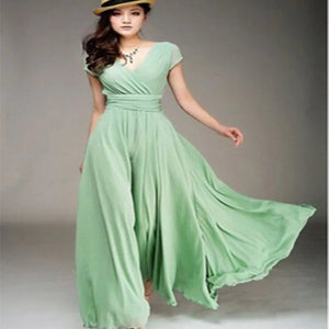 Vestido Longo Elegante Verde Claro 09