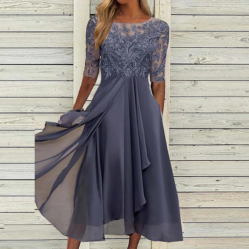 Vestido Mídi Elegante Aveline Lilás / P 128