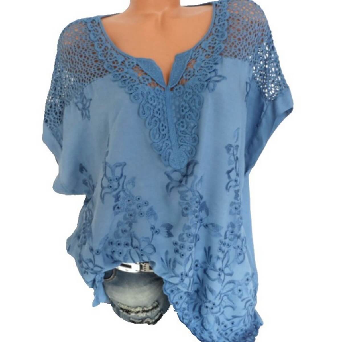 Blusa Feminina de Casimira com Detalhes em Renda