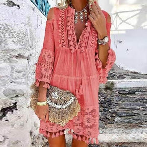 Vestido Curto Rendado Siena Rosa / P 63