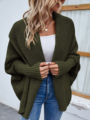 Cardigan Feminino de Tricot Ponto Aberto Verde 1