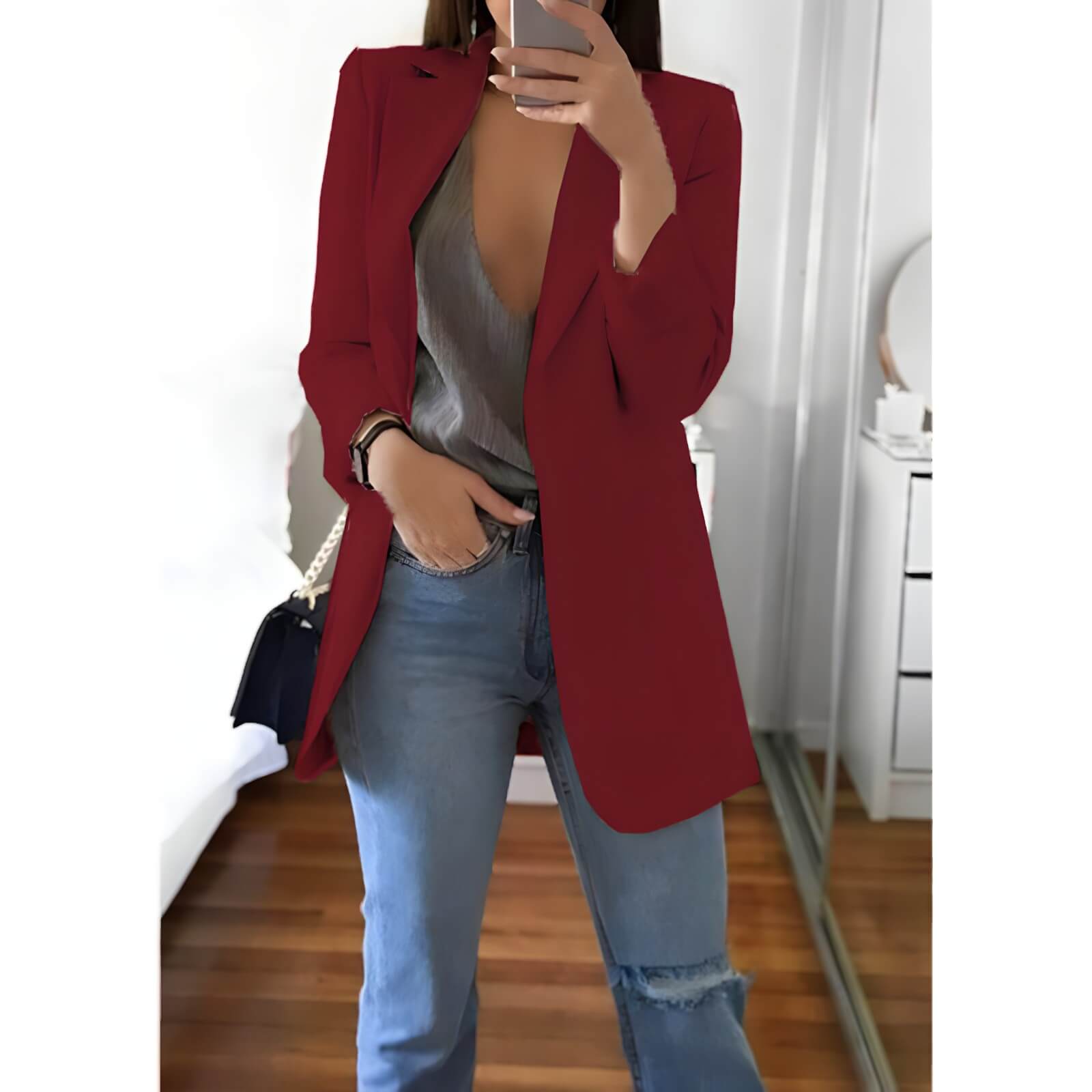 Blazer Feminino Alfaiataria Alongado Estruturado Fashionist