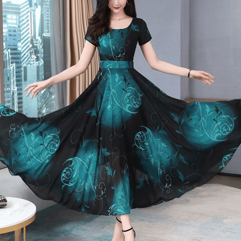 vVestido Mídi de Chiffon Feminino