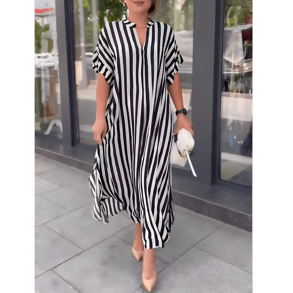 Vestido Longo Listrado Preto 9