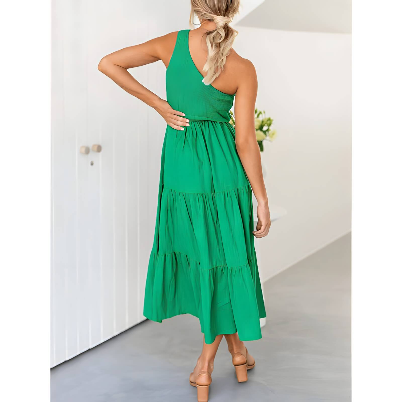 Vestido Mídi com Lastex Verde 4