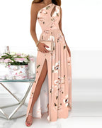 Vestido Longo Elegante Rosa Floreado 2