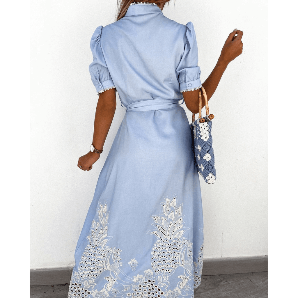 Vestido Longo Bordado Azul 2