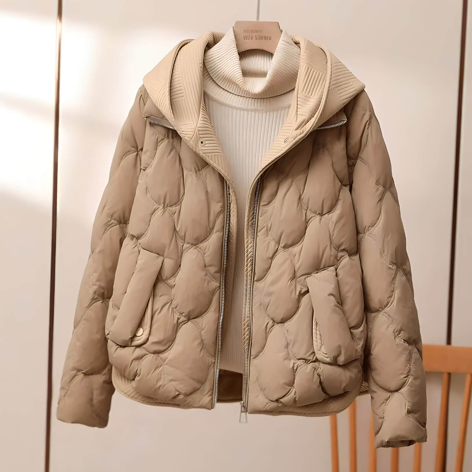 Jaqueta Feminina Puffer Bege 9