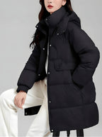 Jaqueta Feminina de Parka Alongada Preto 4