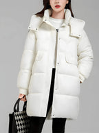 Jaqueta Feminina de Parka Alongada Creme 2