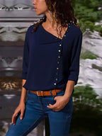 Camisa de Chiffon Azul Marinho 7