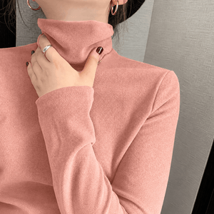Blusa Térmica de Gola Alta com Toque Aveludado Rosa 06