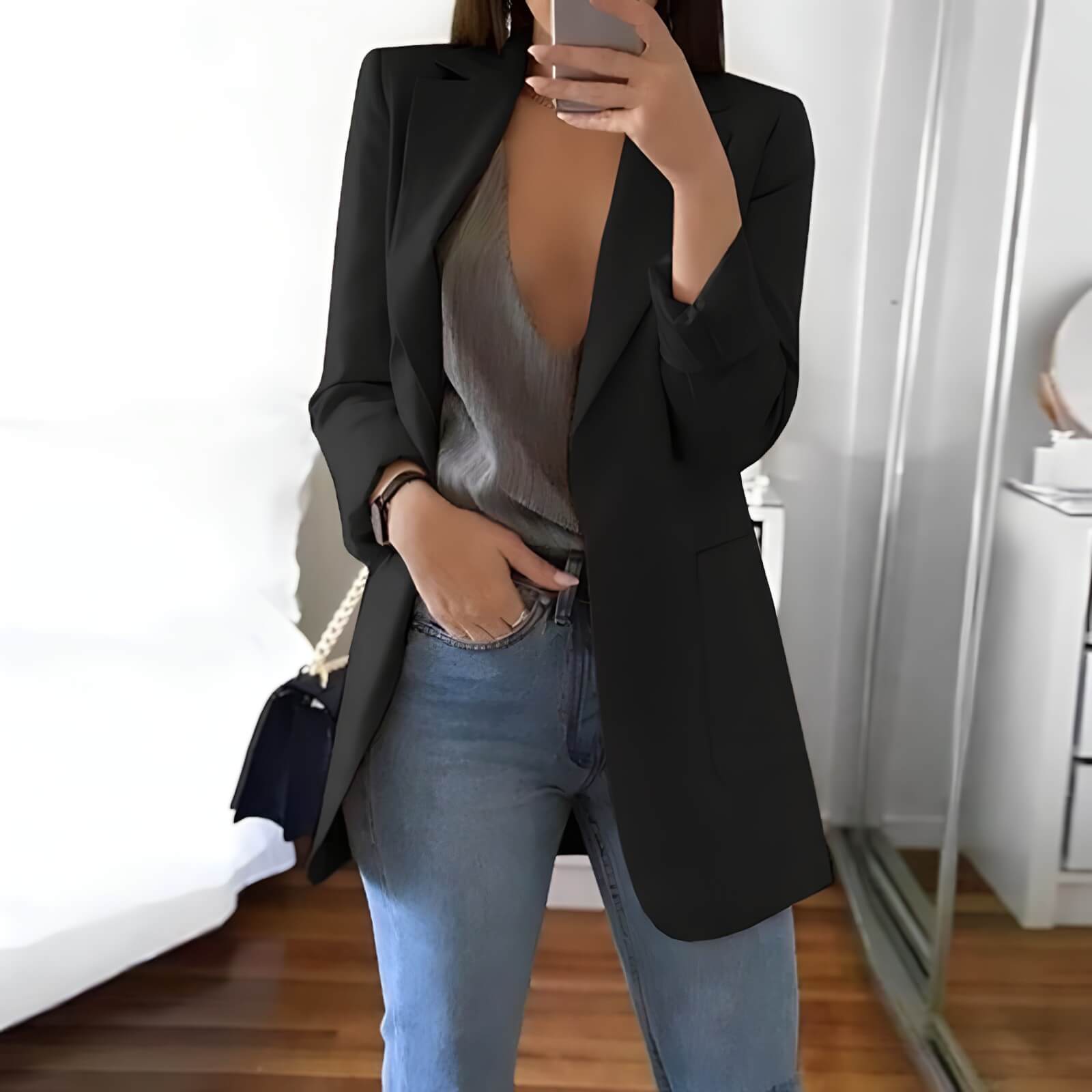 Blazer Feminino Alfaiataria Alongado Estruturado Fashionist