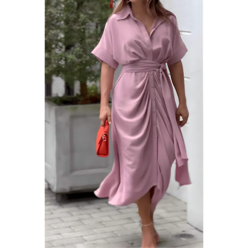 Vestido Mídi com Abotoamento Rosa 6