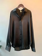 Camisa Básica de Cetim Preto 4