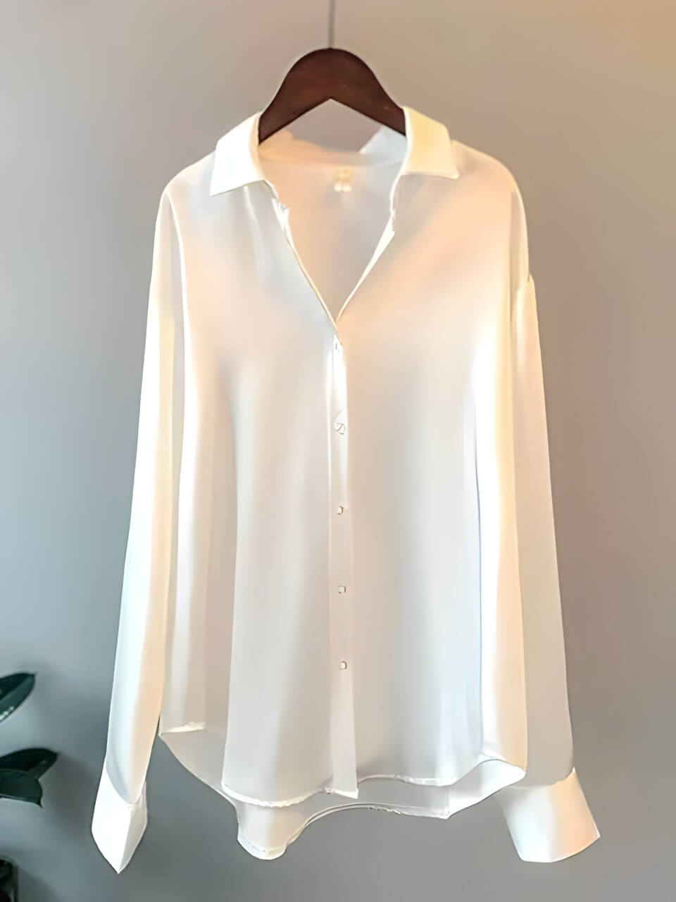 Camisa Básica de Cetim Branco 5