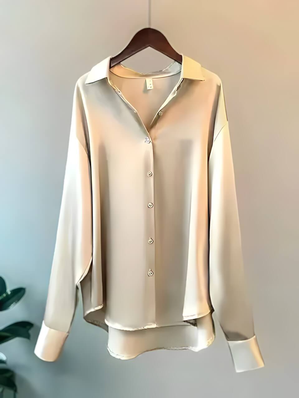 Camisa Básica de Cetim Bege 2