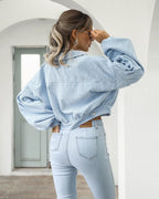 Jaqueta Bomber de Veludo Azul 7