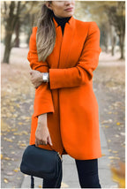 Blazer Alongado de Lã Batida Laranja 19