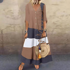 Vestido Longo com Abotoamento Bege 2