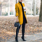 Blazer Alongado de Lã Batida Amarelo 20