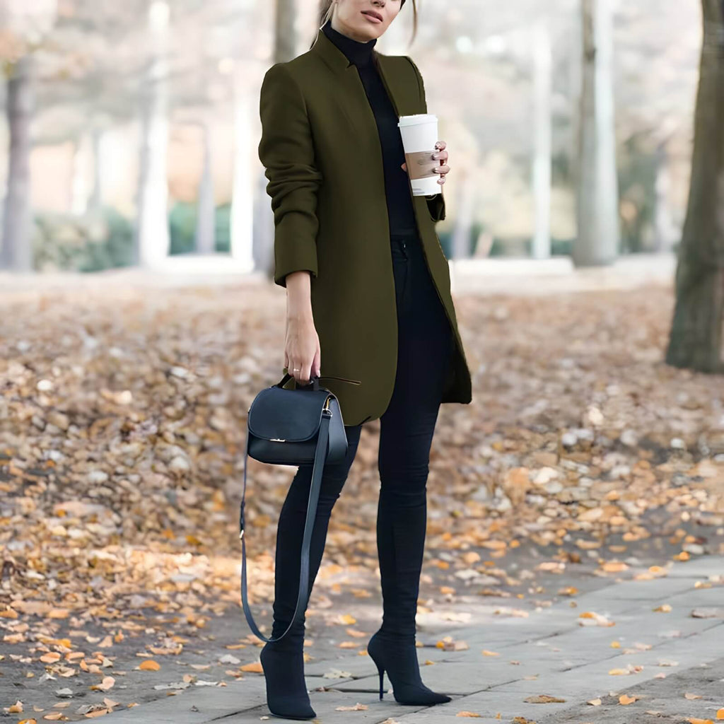 Blazer Alongado de Lã Batida Verde Militar 10