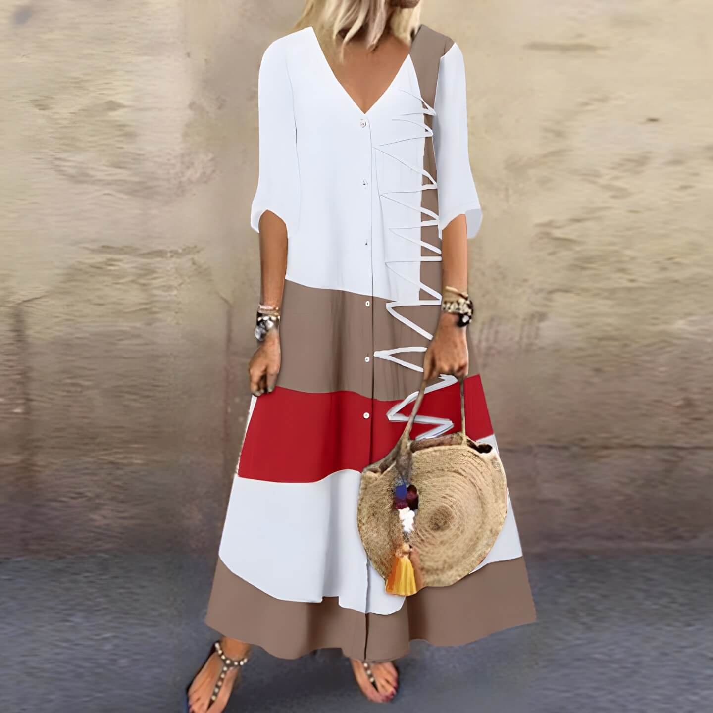 Vestido Longo com Abotoamento Branco 4