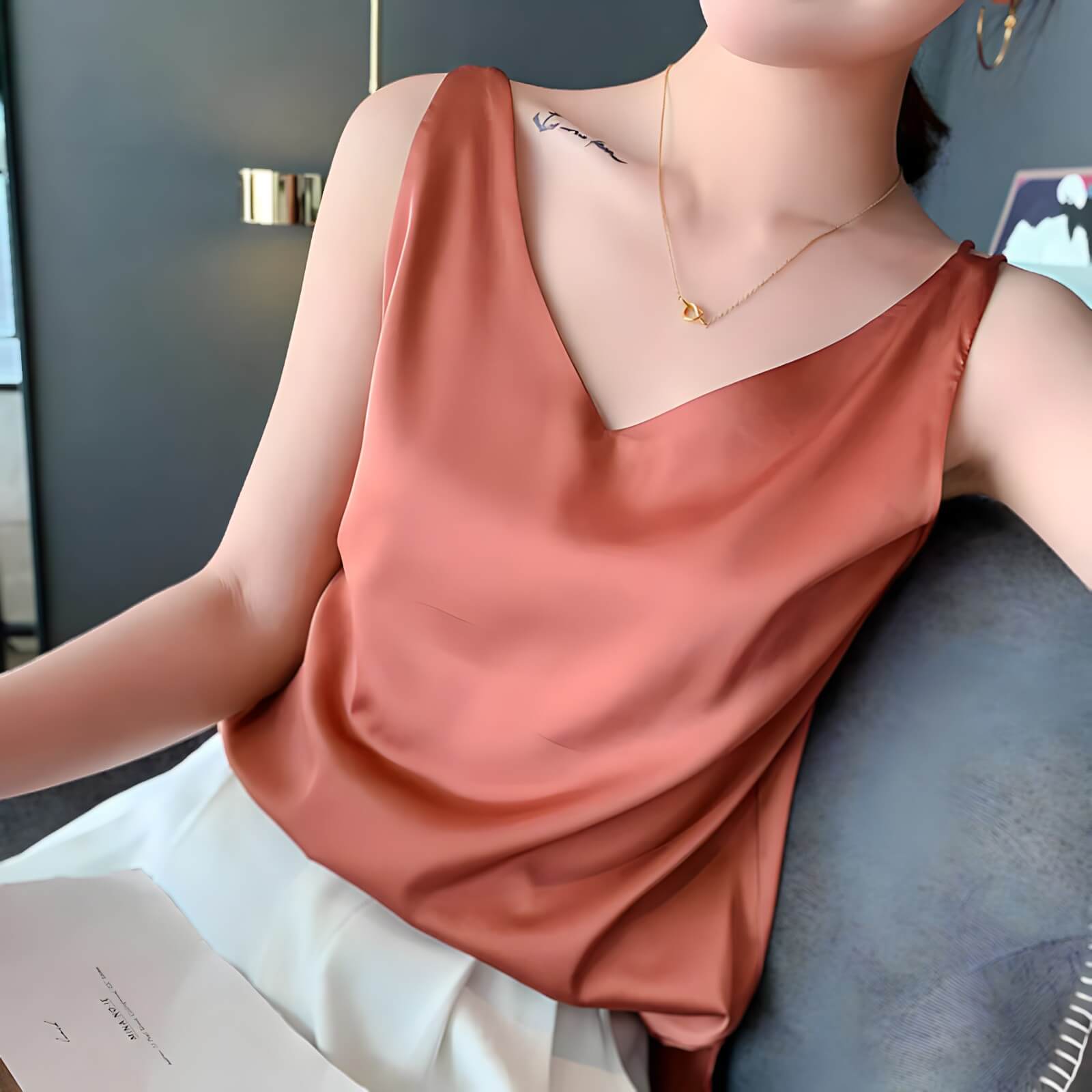 Blusa Regata de Cetim Laranja 1