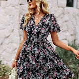 Vestido Curto em Camadas de Chiffon Dália