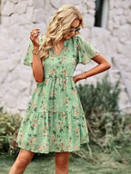 Vestido Feminino Curto em Camadas de Chiffon