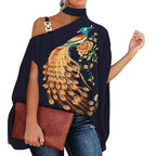 Blusa Gola Alta E Ombro Aberto Blenda Preto Pavão / P 37