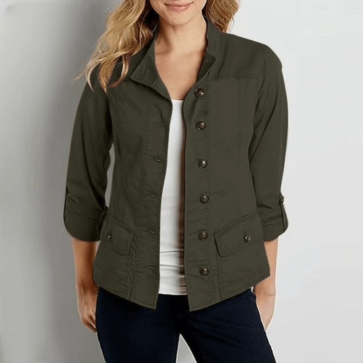 Jaqueta Feminina Casual Verde Militar 3