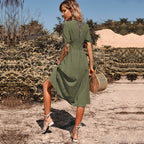 Vestido Mídi com Abotoamento Verde 11