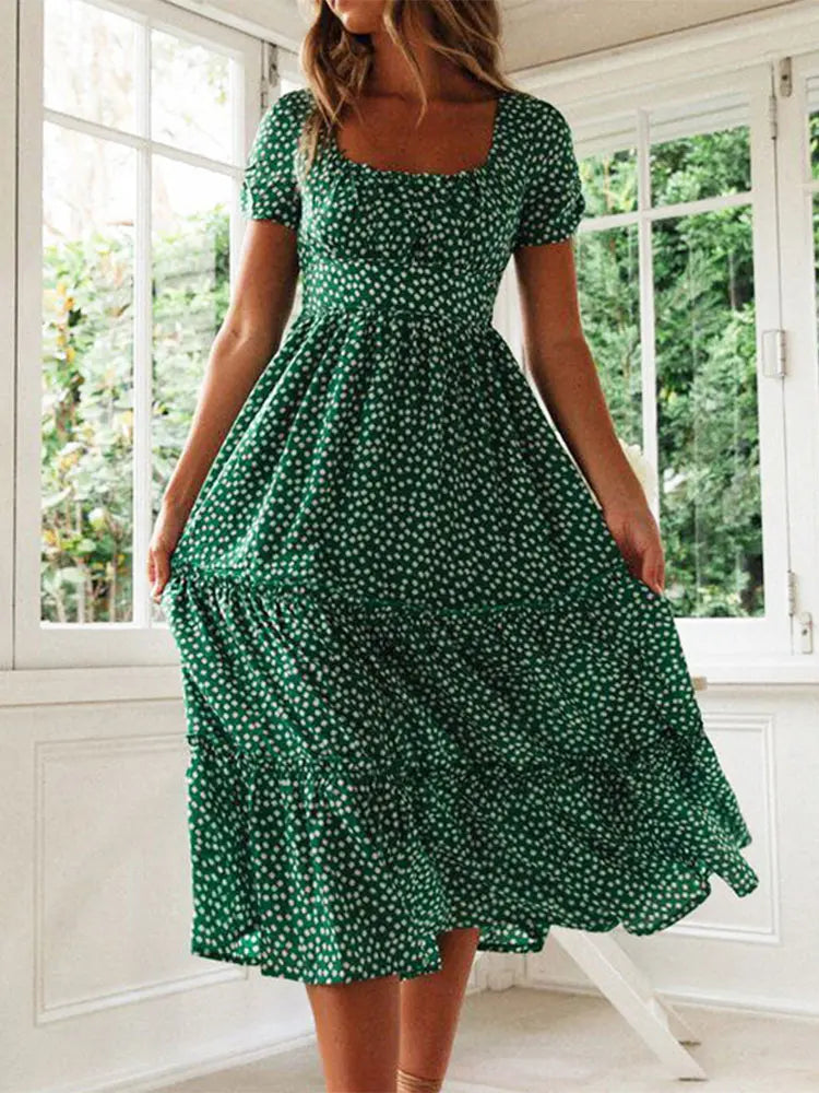 Vestido Midi Poá Verde 08