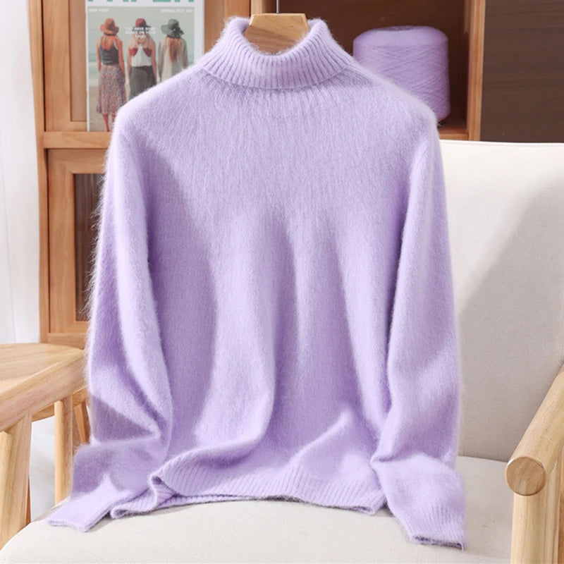 Suéter em Cashmere Gola Alta Lilás 09