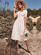 Vestido Mídi com Abotoamento Branco 13