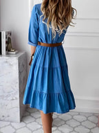 Vestido Mídi com Abotoamento Azul 2