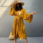 Saída de Praia Kimono Mostarda 13