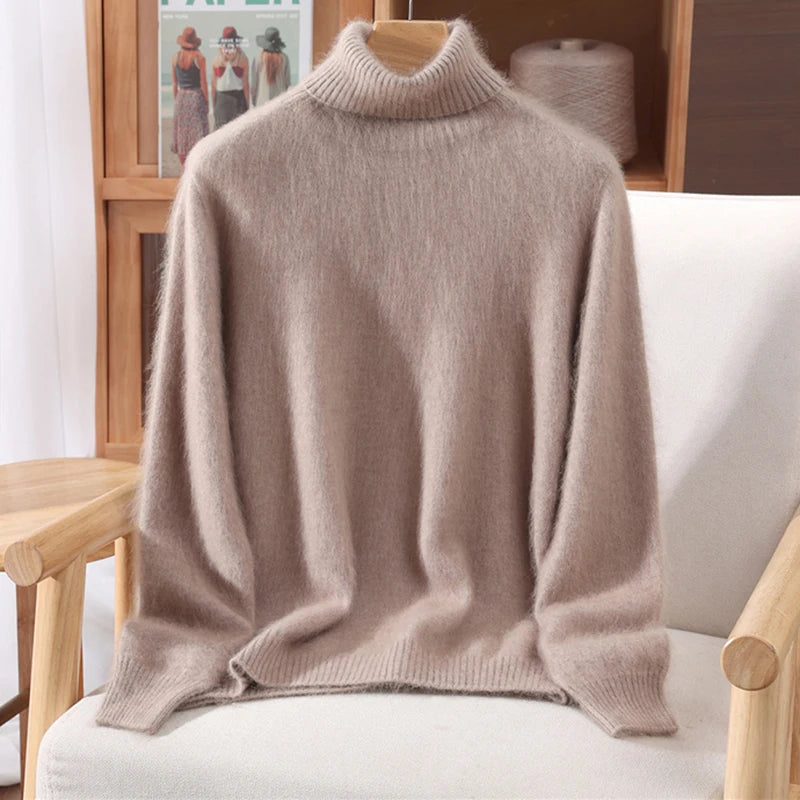Suéter em Cashmere Gola Alta Cáqui 06