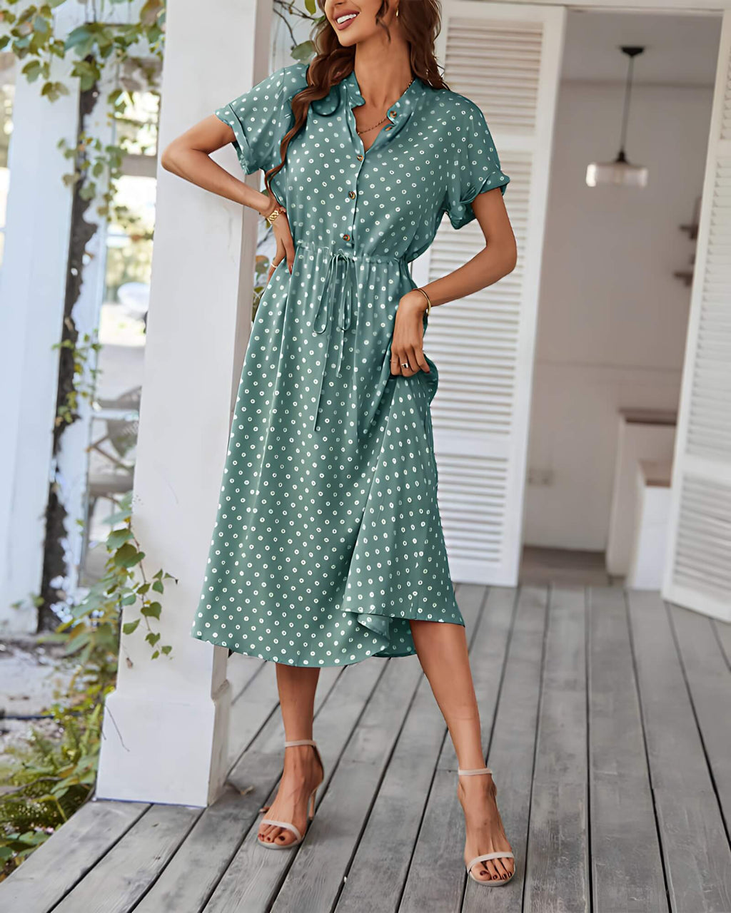 Vestido Mídi Casual Verde 6