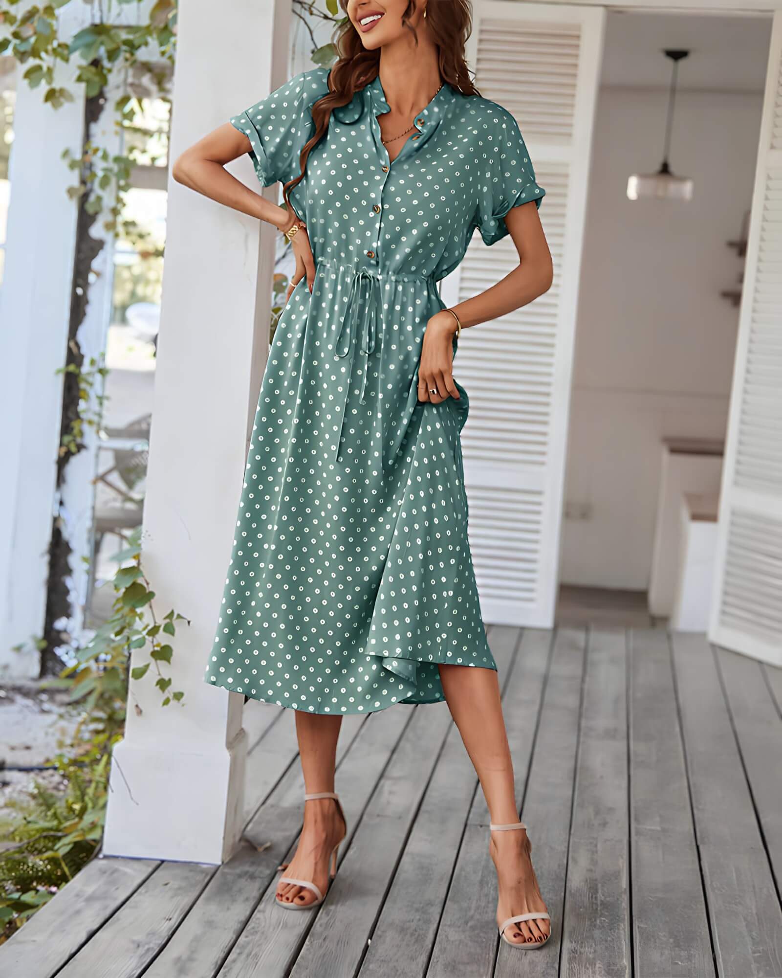 Vestido Mídi Casual Verde 6