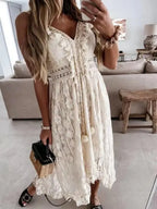 Vestido Midi de Renda Off White 01