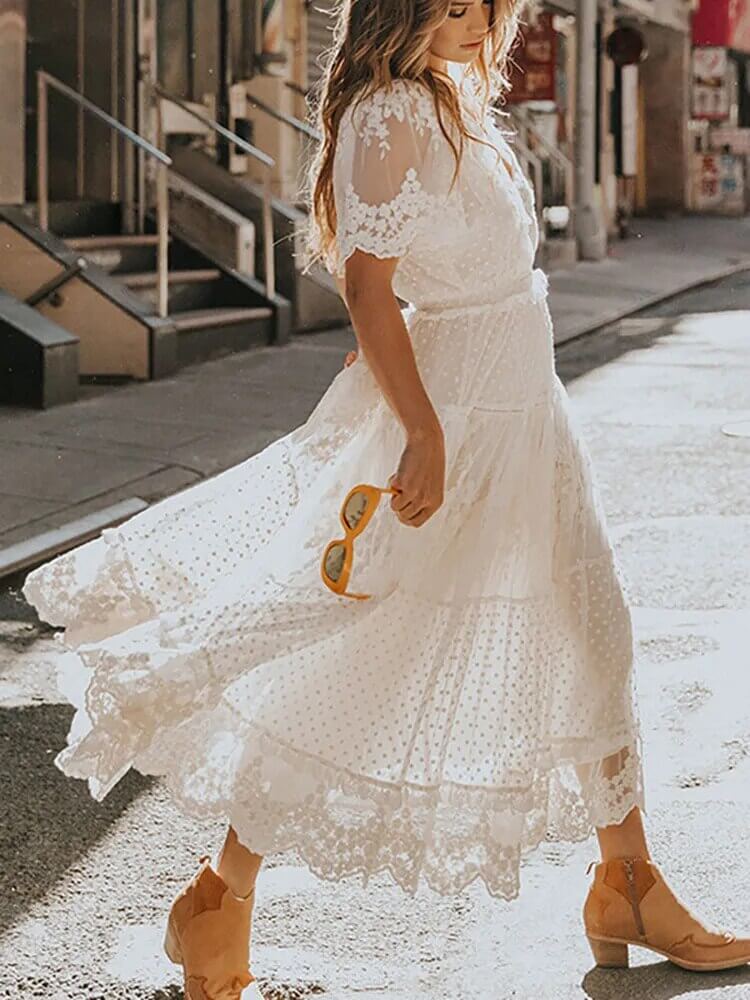 Vestido Longo de Laise Branco 4
