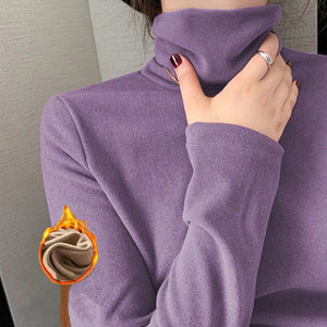 Blusa Térmica de Gola Alta com Toque Aveludado Roxo 01