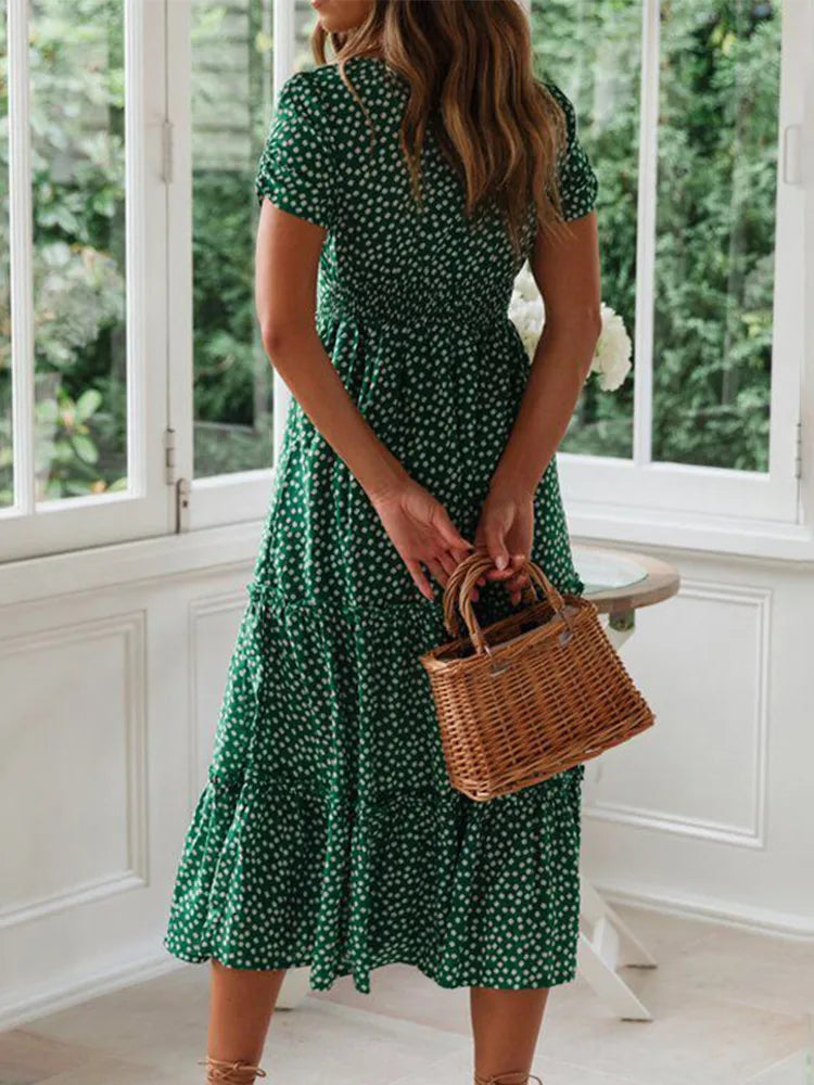 Vestido Midi Poá Verde 02