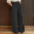 Calça Pantalona com Botões Laterais Solara