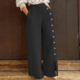 Calça Pantalona com Botões Laterais Solara