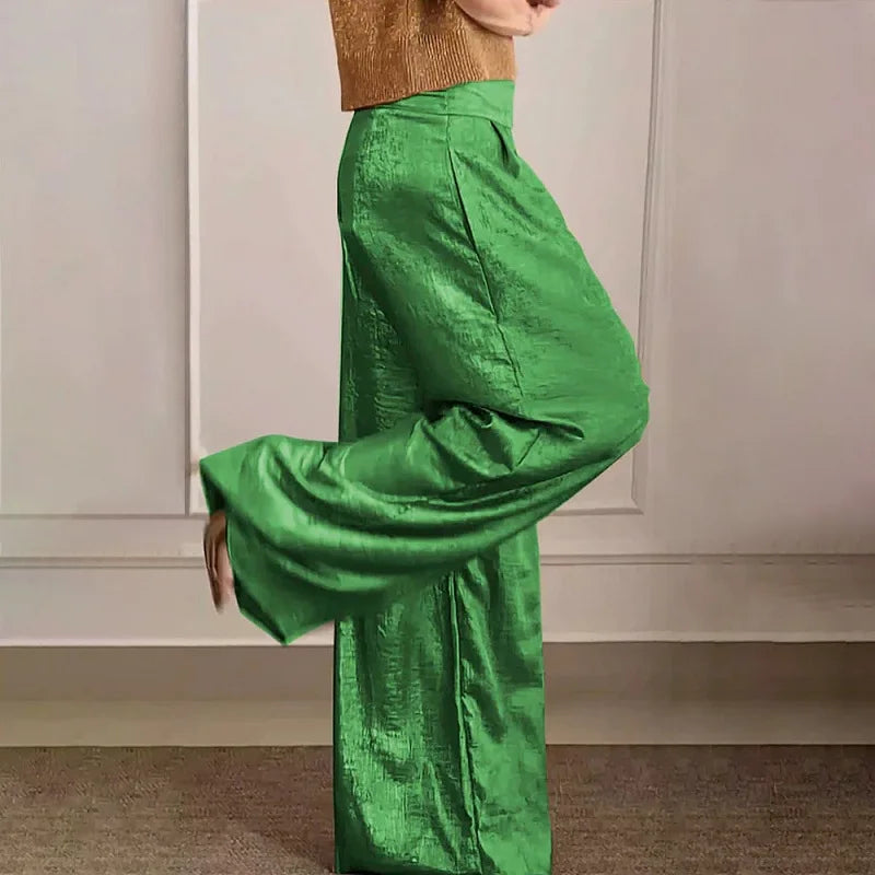 Calça Feminina de Cetim Verde 5