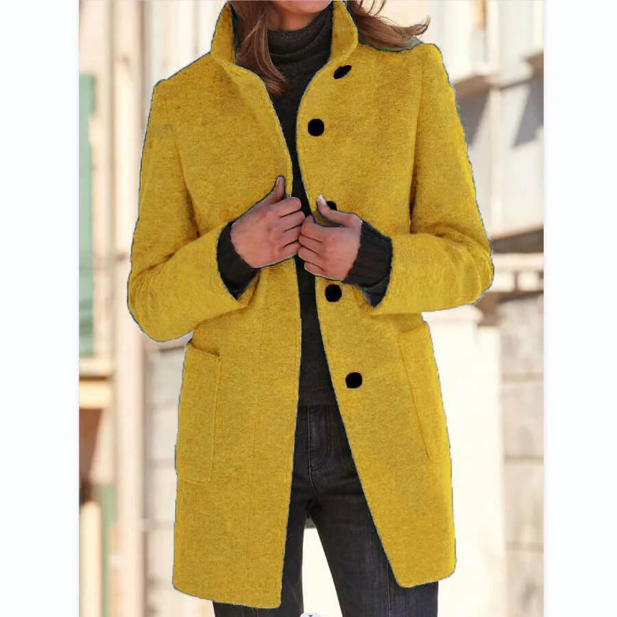 Casaco Feminino de Lã Batida Amarelo 10